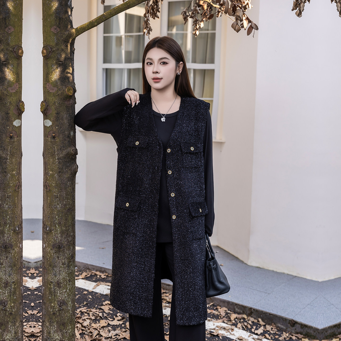 轻奢大码马甲女小香风外套2025冬新款200斤胖mm宽松长款外穿马夹,淘宝优惠券,粉丝福利购,淘宝优惠卷