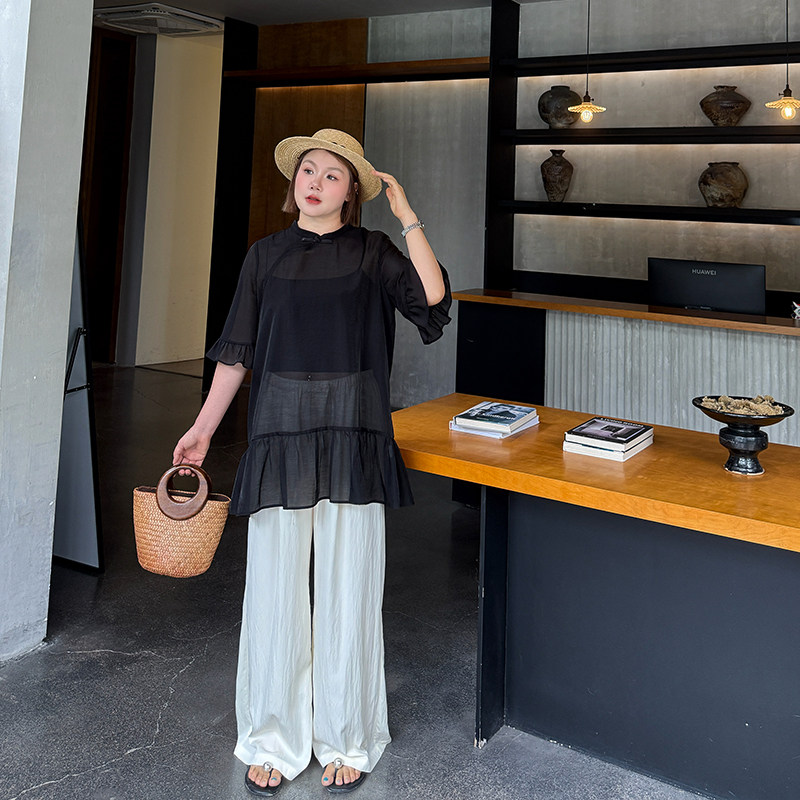 心存真大码女装薄款阔腿裤2025夏季200斤胖mm宽松显瘦休闲长裤子,淘宝优惠券,粉丝福利购,淘宝优惠卷