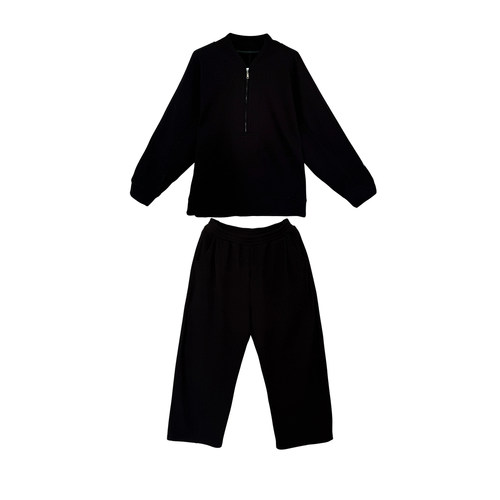 心存真大码女装定制加绒酒瓶领卫衣+胖mm宽松弯刀加厚卫裤套装 - 图3