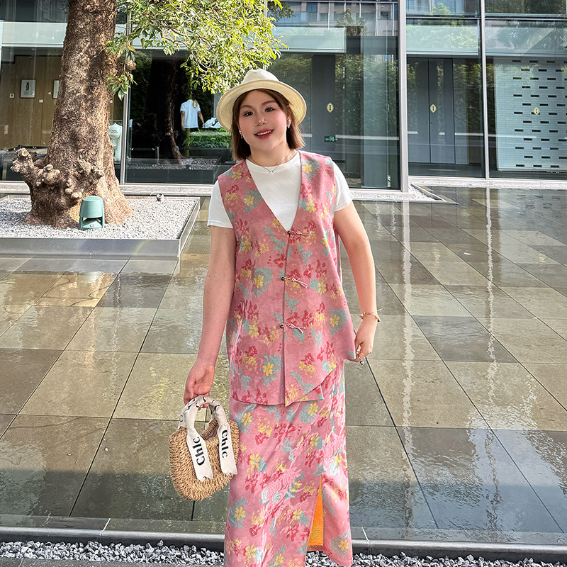 心存真大码女装国风马甲套装2025新款胖mm高端新中式半身裙两件套,淘宝优惠券,粉丝福利购,淘宝优惠卷