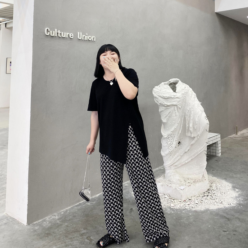 针织阔腿裤大码女装春季200斤胖妹妹mm宽松高腰显瘦垂感拖地裤子,淘宝优惠券,粉丝福利购,淘宝优惠卷