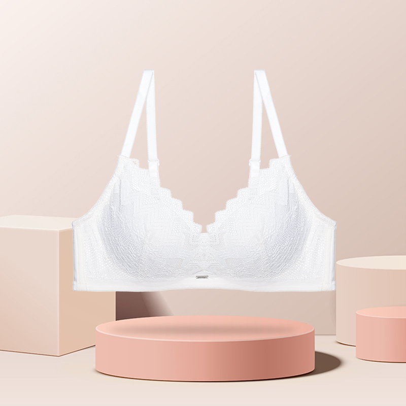 爱美丽IMIS商场内衣春夏无托聚拢柔软蕾丝3/4中厚杯文胸IM17BHH2 - 图1