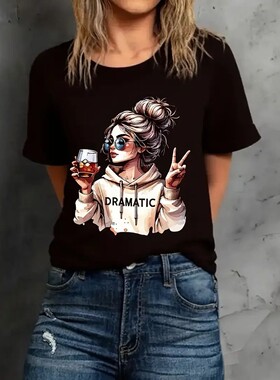 Streetwear 90s Women'S Casual Graphic T-Shirt  