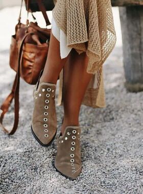 Women's Ankle Boots Autumn New Versatile Pointed Rivet Perso