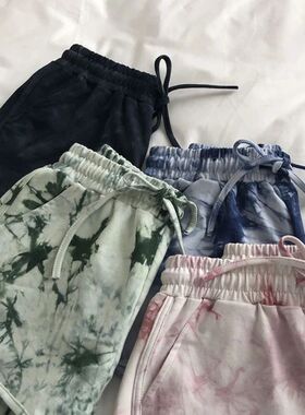 Women's Tie-Dye Loose Fit Thin Home Shorts Summer Yoga Pants
