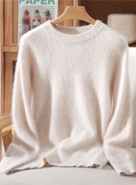 2025 New Autumn Winter Women Mink Cashmere Sweater O-Neck Pu