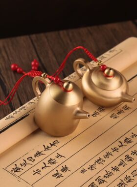 纯铜财源打麻将神器把把壶胡手把件马上胡可开盖随身配饰文玩摆件