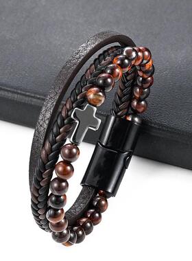 The natural stone-knife-eyed Manau-Cross-Cross Mans bracele