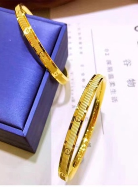 欧美跨境外贸越南沙金卡家手镯爆款铜合金首饰品cn车花仿黄金手饰