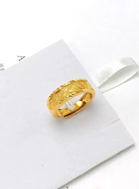 欧美外贸沙金饰品麻花戒指女感时尚通勤仿黄金情侣对戒开口戒指