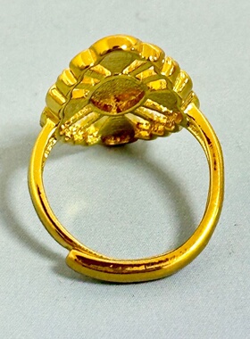 出口欧美跨境外贸跨境欧美车花戒指越南沙金镂空四瓣花圆点戒指