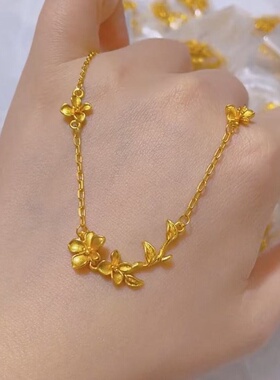 欧美跨境外贸沙金饰品枝繁叶茂项链轻奢小众设计感饰品女感送手饰