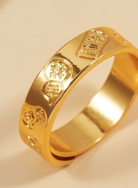 出口欧美跨境外贸越南沙金招财转运吉言开口戒指国潮招财猫仿银饰