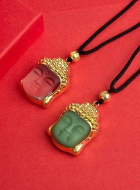 欧美跨境外贸沙金饰品水晶佛牌平安扣释迦牟尼吊坠单坠雕刻道家