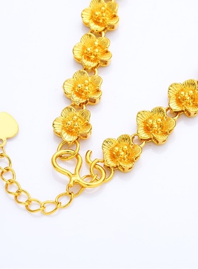 出口欧美跨境外贸沙金饰品双生花手链轻奢感手饰女小众花朵设计