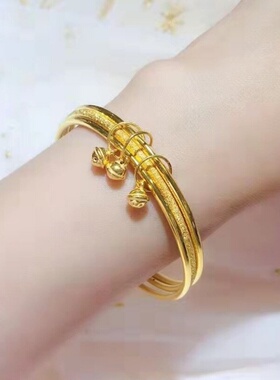 欧美跨境外贸沙金饰品三生三世字牌手镯女小众轻感仿黄金久不手饰