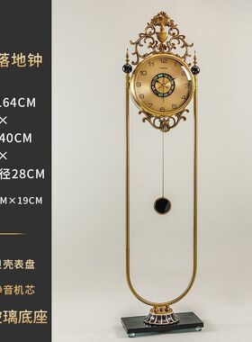 欧式极简高端落地钟表家用客厅立式大型铁艺座钟玄关装饰静音时钟