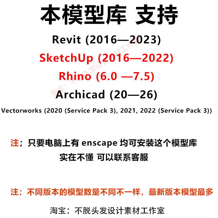 Enscape离线资产库SU素材Revit模型Rhino模型3d植物enscape模型库-图0