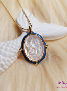 蔷薇之恋小众复古小天使白蝶贝雕