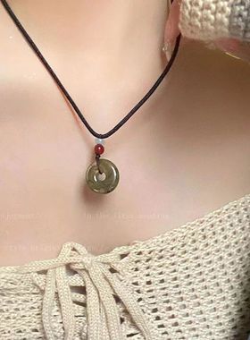 新中式平安扣吊坠编织绳项链女