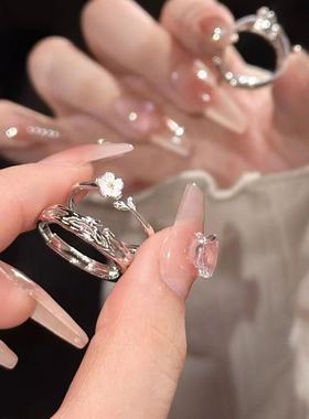 莫离茉莉情侣款戒指一对小众设计