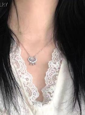 祥云如意平安锁钛钢锁骨链带铃铛