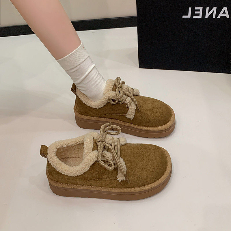 勃肯鞋女鞋冬2025新款爆款厚底毛绒平底加绒巨好看系带棉鞋雪地靴,淘宝优惠券,粉丝福利购,淘宝优惠卷