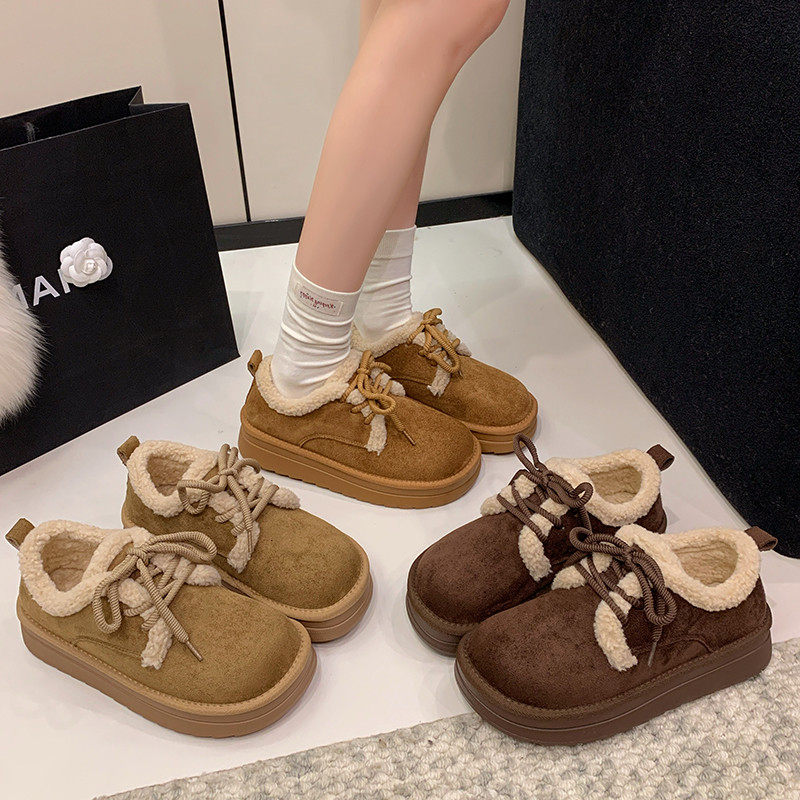 勃肯鞋女鞋冬2025新款爆款厚底毛绒平底加绒巨好看系带棉鞋雪地靴,淘宝优惠券,粉丝福利购,淘宝优惠卷