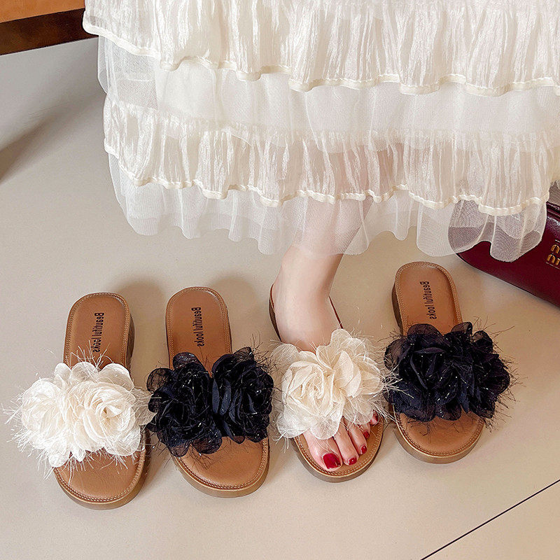 拖鞋女夏外穿2025超好看仙女风配裙子不累脚洋气平底夏天外出拖鞋,淘宝优惠券,粉丝福利购,淘宝优惠卷