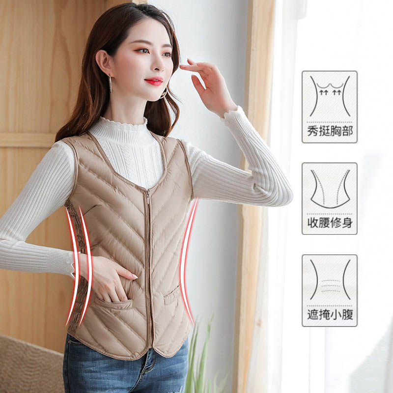 羽绒短款修身轻薄内穿冬中老年马甲 缔天其马夹