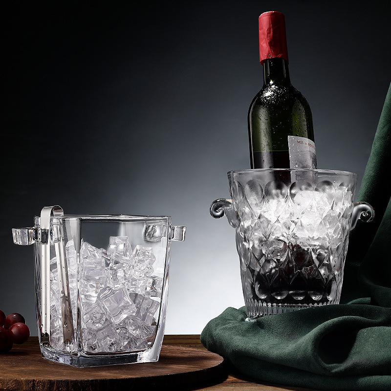 酒吧KTV商用玻璃冰桶冰夹创意红酒啤酒保温桶家用欧式冰镇香槟桶-图1