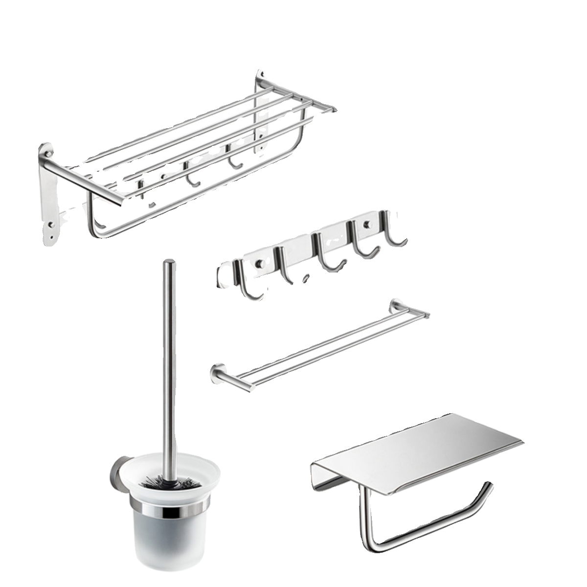 恒洁五金挂件套装卫生间不锈钢浴室置物架毛巾架浴巾架六件套双层