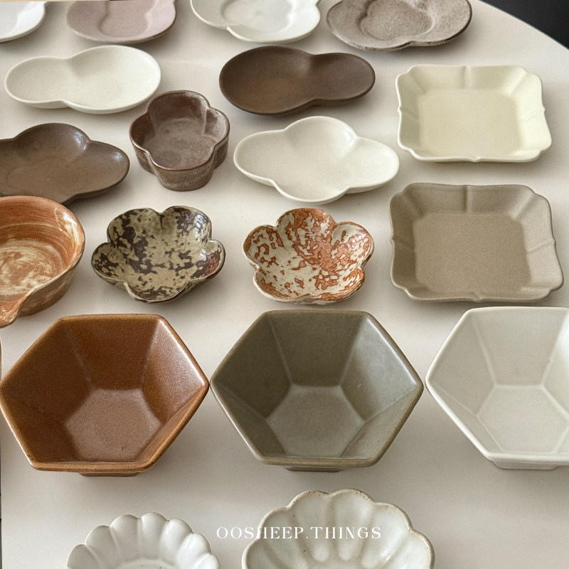 oosheep 日式粗陶碟子复古蘸料碟高颜值陶瓷味碟酱醋碟火锅调料碟,淘宝优惠券,粉丝福利购,淘宝优惠卷