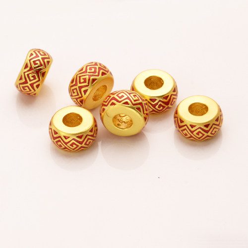 强保色沙金配件diy饰品古法金滴油万寿福疆桶珠手链手绳编织配珠 - 图2