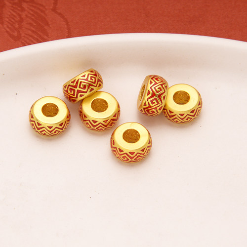 强保色沙金配件diy饰品古法金滴油万寿福疆桶珠手链手绳编织配珠 - 图3