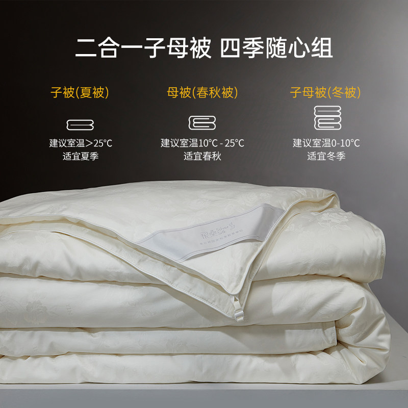 银桑保暖加厚桐乡手工双宫茧蚕丝被 银桑蚕丝被