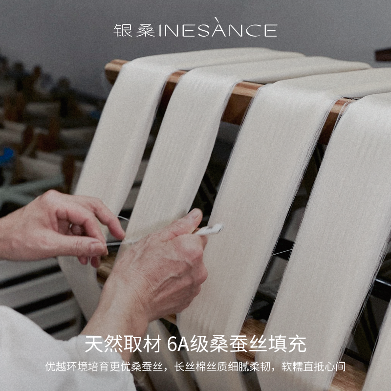 银桑INESANCE100支埃及棉全棉夏凉被子四件套6A级桑蚕丝被空调被