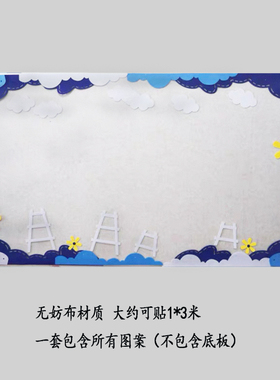蓝色系小清新边框边条墙贴装饰