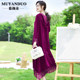 Loose big-name temperament plus size fat mm silk velvet dress autumn cover belly to reduce age hooded noble fashion