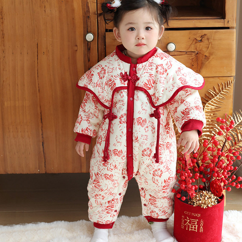 婴儿衣服女宝宝冬装连体公主满月百天周岁礼服唐装拜年服过年冬季,淘宝优惠券,粉丝福利购,淘宝优惠卷