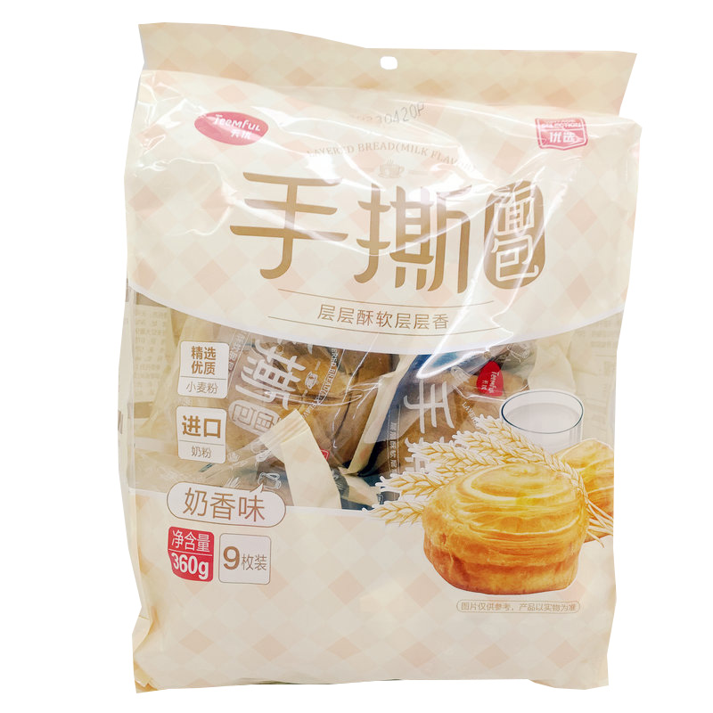 天优手撕面包奶香葡萄干味360g早餐办公郊游点心吐司即食夜宵热卖