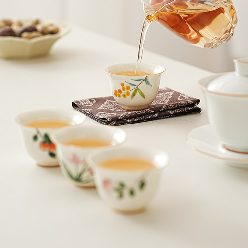 清仓手绘草木灰陶瓷品茗杯家用茶杯喝茶小杯子功夫茶具主人杯专用 - 图1