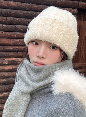 chao软糯加厚毛线帽女韩系帽子