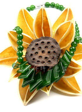 新品台湾青玉项链碧玉玉珠菠菜绿