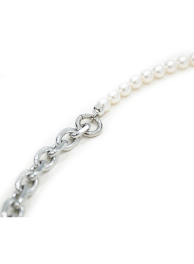 正品 HANKAO PEARL BOY NECKLACE（WHITE）链条拼接白色珍珠项链