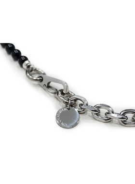 HANKAO PEARL BOY NECKLACE（BLACK）链条拼接黑色珍珠项链 正品