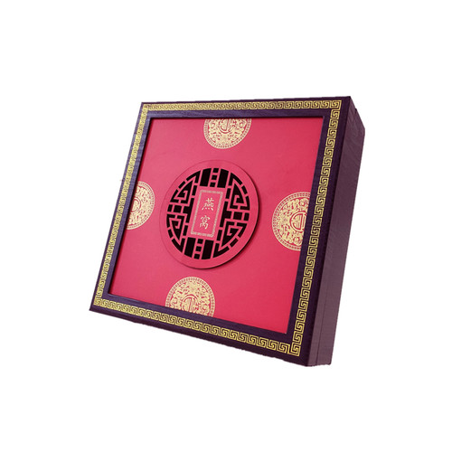 高档燕窝礼品盒红色镂空雕花燕窝包装盒天然燕窝木盒燕盏空礼盒子-图3