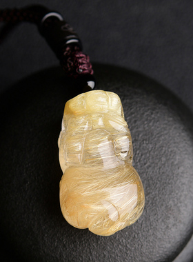 顺发 金发晶貔貅吊坠貔貅皮丘水晶天然发晶钛晶男女挂件礼物项链