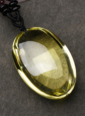 黄水晶银山金字塔水滴吊坠挂件原石圆牌平安无事牌男女项链礼物