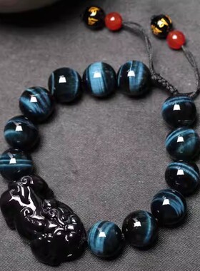 天然红玛瑙貔貅手链男女招财转运佛珠手串珠皮丘情侣貔恘手链礼物